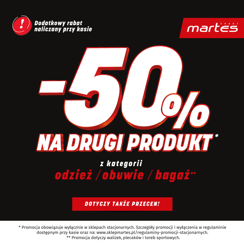 -50% na drugi produkt w Martes Sport!