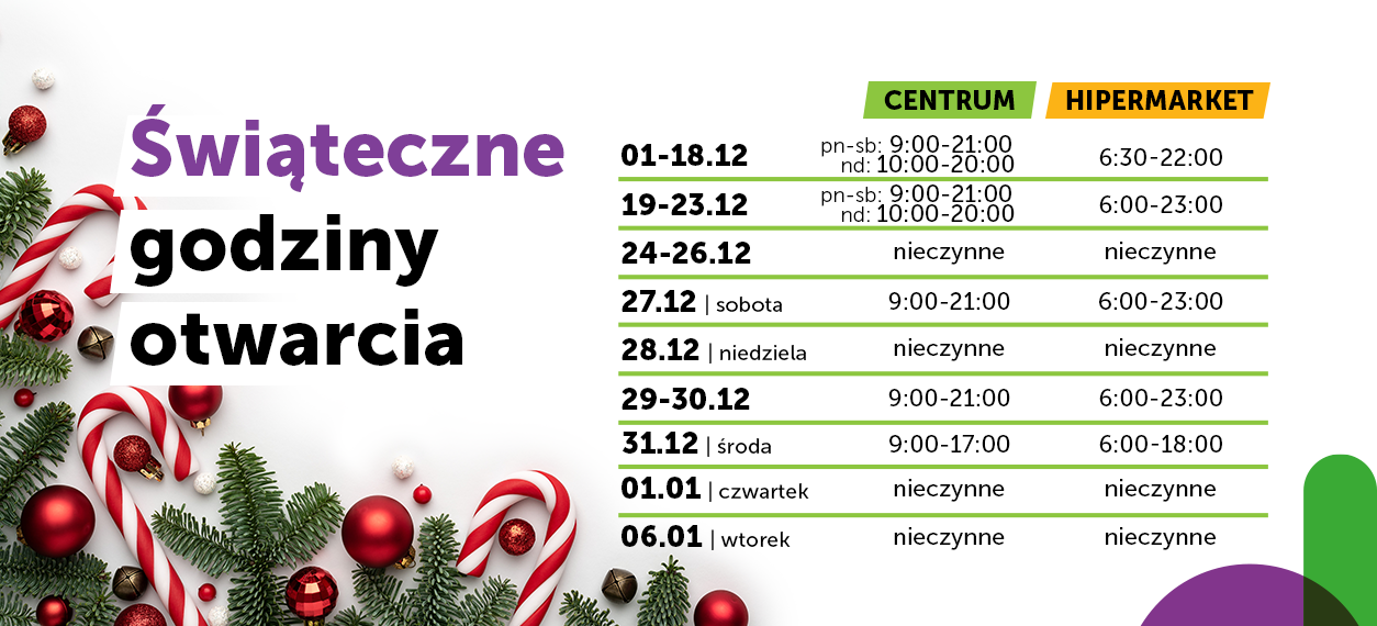 Świąteczne godziny otwarcia