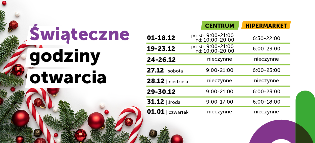 Świąteczne godziny otwarcia