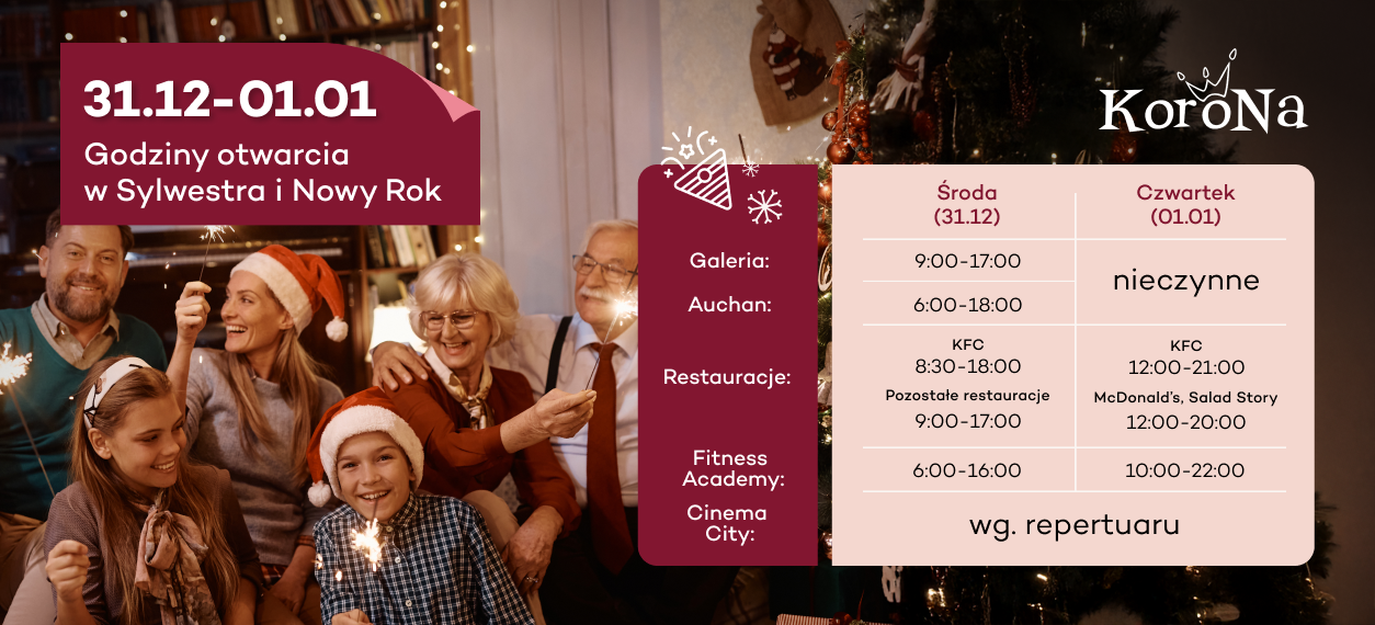 Godziny otwarcia w Sylwestra i Nowy Rok