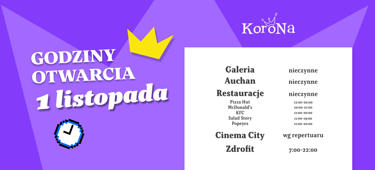 Godziny otwarcia 1 listopada
