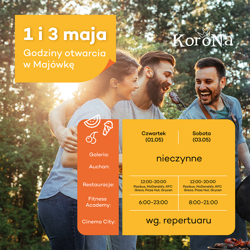 Godziny otwarcia w Majówkę
