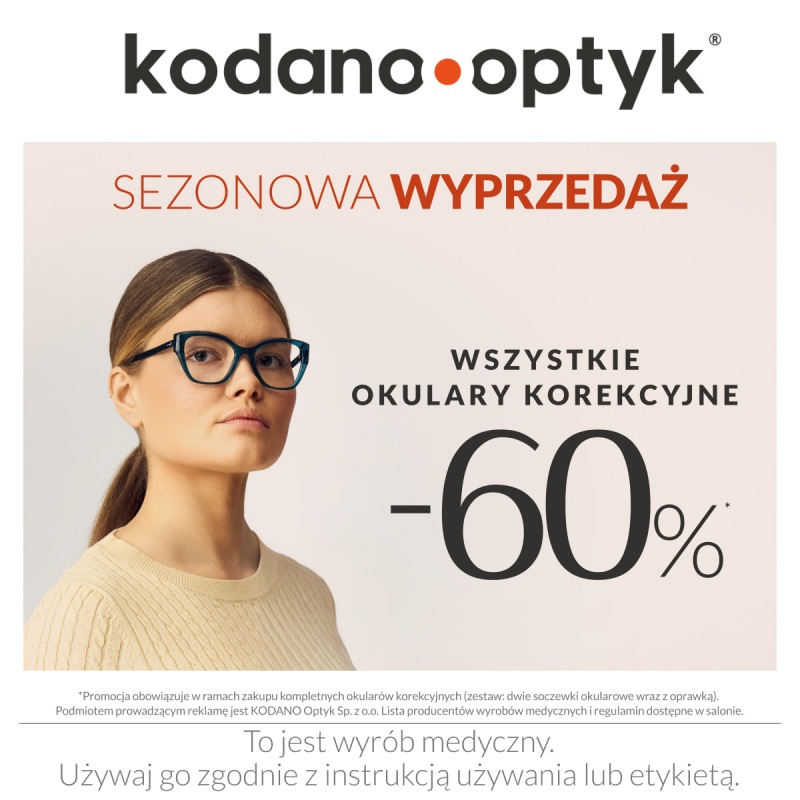 Sezonowa wyprzedaż! WSZYSTKIE okulary korekcyjne 60% taniej!