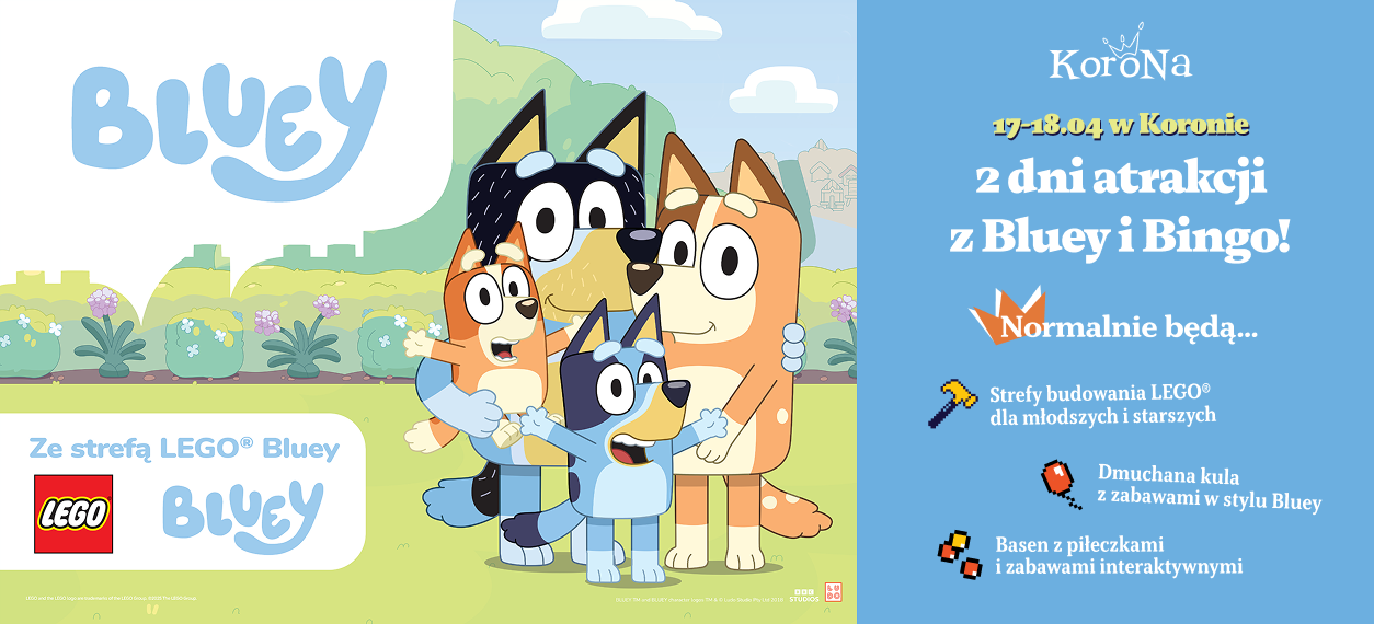 2 dni atrakcji z Bluey i Bingo w CH Korona!