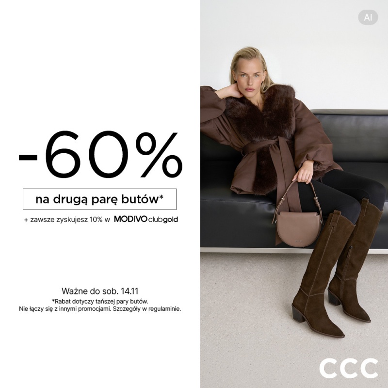 Teraz w CCC -60% na drugą parę butów!