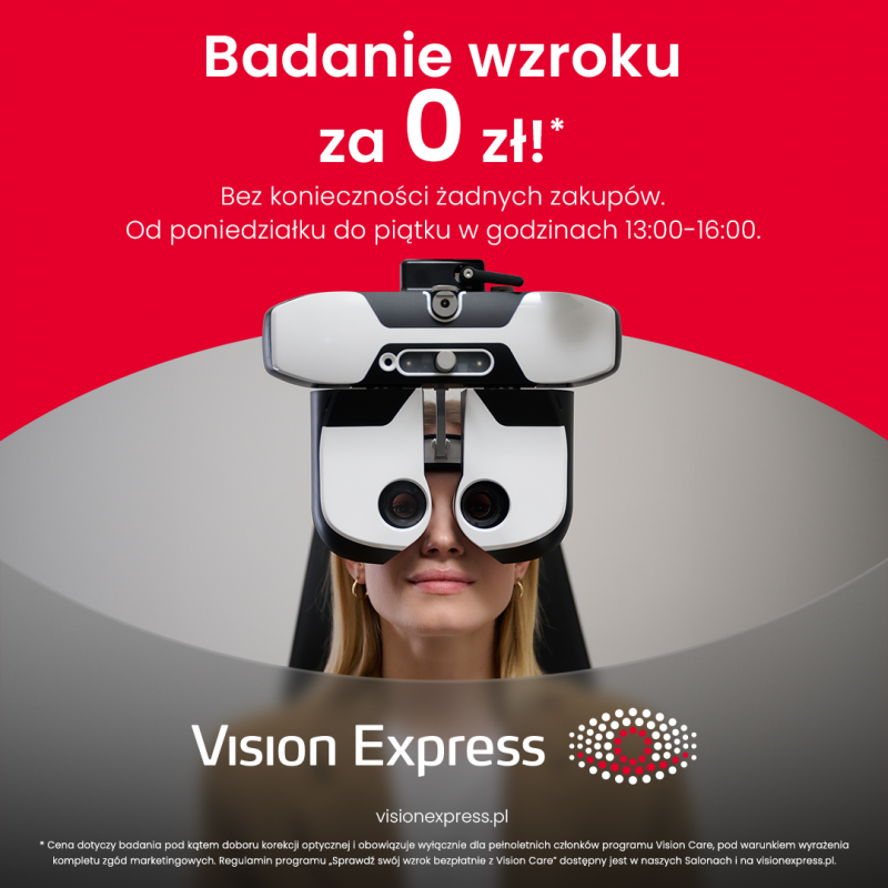 Badanie wzroku za 0 zł* w Vision Express!