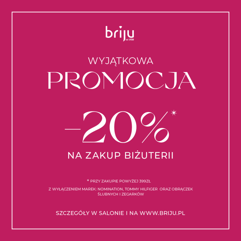 Złap -20% na biżuterię przy zakupach powyżej 399 zł!