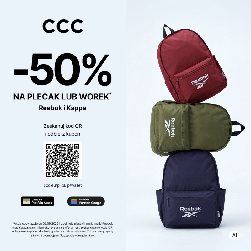 W CCC aż 50% na plecak lub worek!