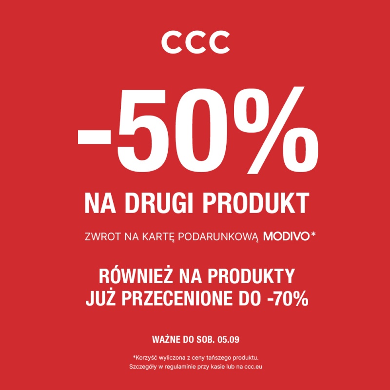 -50% na drugi produkt w CCC!